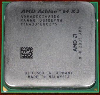 AMD Athlon 64 X2 6000+ CPU 3.1 GHz (ADV6000IAA5DO) K9 Brisbane, Socket AM2, 65nm, 89W,2008